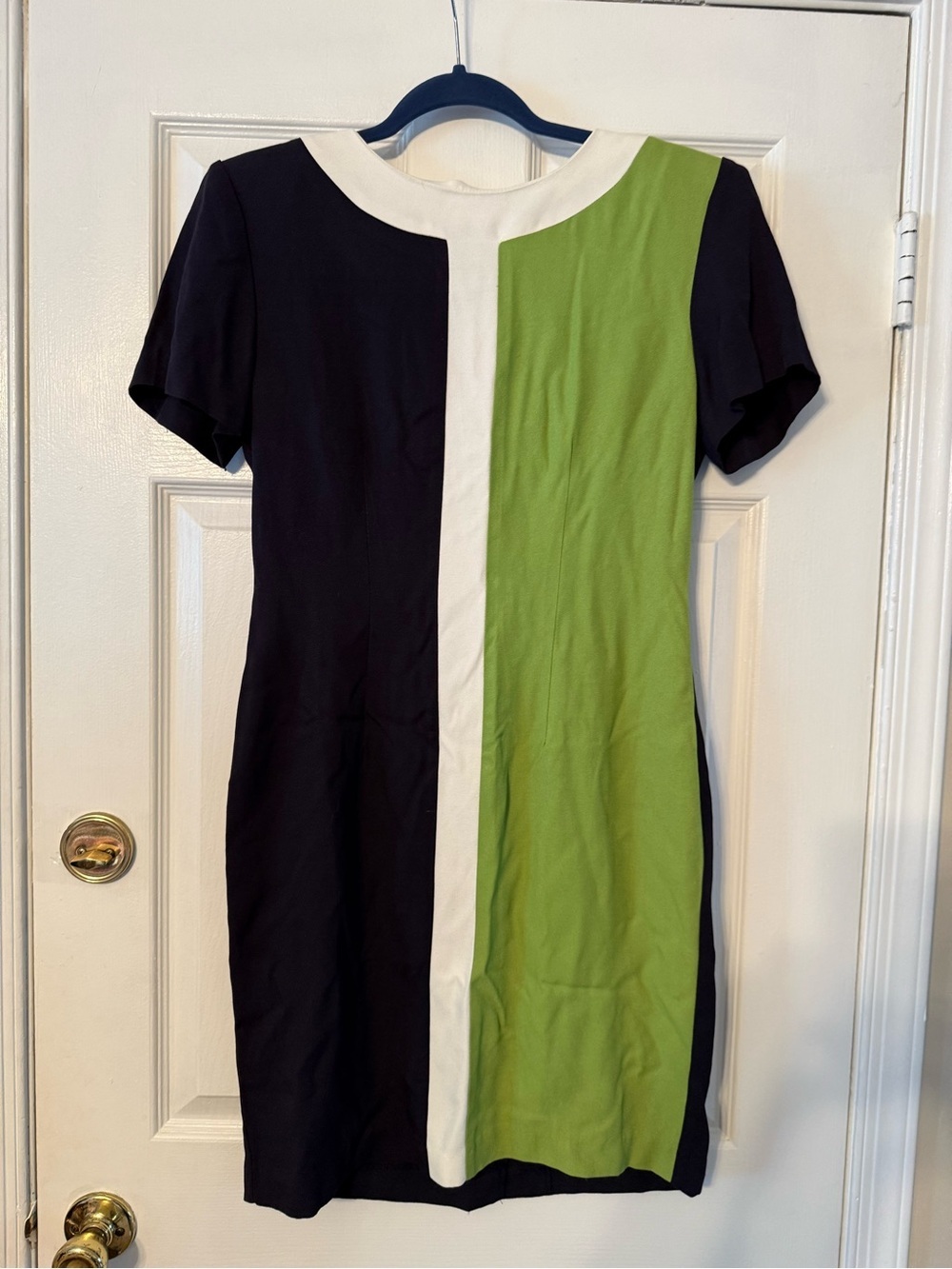 Colorblock Short Sleeve Mini Dress in Green, Black & White